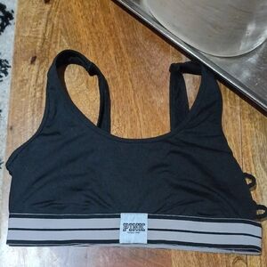 PINK Victoria's Secret Black and Gray Sports Bra